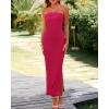 imageBTFBM Womens Tube Strapless Maxi Dress 2025 Summer Knit Backless Slit Bodycon Wedding Party Formal Cocktail DressesRose Red