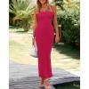 imageBTFBM Womens Tube Strapless Maxi Dress 2025 Summer Knit Backless Slit Bodycon Wedding Party Formal Cocktail DressesRose Red