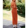 imageBTFBM Womens Tube Strapless Maxi Dress 2025 Summer Knit Backless Slit Bodycon Wedding Party Formal Cocktail DressesRust Red