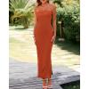 imageBTFBM Womens Tube Strapless Maxi Dress 2025 Summer Knit Backless Slit Bodycon Wedding Party Formal Cocktail DressesRust Red