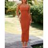imageBTFBM Womens Tube Strapless Maxi Dress 2025 Summer Knit Backless Slit Bodycon Wedding Party Formal Cocktail DressesRust Red