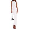 imageBTFBM Formal Wedding Guest Dresses for Women Summer 2025 Sleeveless Ruched Bodycon Mesh Elegant Maxi Cocktail DressWhite