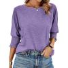 imageBTFBM Womens Casual 34 Sleeve Tops Dressy 2025 Summer Fall T Shirts Crewneck Loose Tunic Vacation BlousesPurple