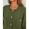 imageBTFBM Short Sleeve Cardigans for Women Button Up Sweaters Y2k Spring Summer 2025 Crew Neck Business Casual Work ClothesArmy Green