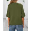 imageBTFBM Short Sleeve Cardigans for Women Button Up Sweaters Y2k Spring Summer 2025 Crew Neck Business Casual Work ClothesArmy Green
