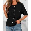 imageBTFBM Short Sleeve Cardigans for Women Button Up Sweaters Y2k Spring Summer 2025 Crew Neck Business Casual Work ClothesBlack