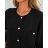 imageBTFBM Short Sleeve Cardigans for Women Button Up Sweaters Y2k Spring Summer 2025 Crew Neck Business Casual Work ClothesBlack
