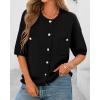 imageBTFBM Short Sleeve Cardigans for Women Button Up Sweaters Y2k Spring Summer 2025 Crew Neck Business Casual Work ClothesBlack