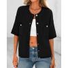 imageBTFBM Short Sleeve Cardigans for Women Button Up Sweaters Y2k Spring Summer 2025 Crew Neck Business Casual Work ClothesBlack