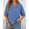 imageBTFBM Short Sleeve Cardigans for Women Button Up Sweaters Y2k Spring Summer 2025 Crew Neck Business Casual Work ClothesBlue