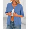 imageBTFBM Short Sleeve Cardigans for Women Button Up Sweaters Y2k Spring Summer 2025 Crew Neck Business Casual Work ClothesBlue