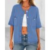 imageBTFBM Short Sleeve Cardigans for Women Button Up Sweaters Y2k Spring Summer 2025 Crew Neck Business Casual Work ClothesBlue