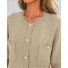 imageBTFBM Short Sleeve Cardigans for Women Button Up Sweaters Y2k Spring Summer 2025 Crew Neck Business Casual Work ClothesLight Khaki