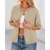 imageBTFBM Short Sleeve Cardigans for Women Button Up Sweaters Y2k Spring Summer 2025 Crew Neck Business Casual Work ClothesLight Khaki