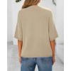 imageBTFBM Short Sleeve Cardigans for Women Button Up Sweaters Y2k Spring Summer 2025 Crew Neck Business Casual Work ClothesLight Khaki