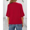 imageBTFBM Short Sleeve Cardigans for Women Button Up Sweaters Y2k Spring Summer 2025 Crew Neck Business Casual Work ClothesRed