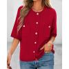 imageBTFBM Short Sleeve Cardigans for Women Button Up Sweaters Y2k Spring Summer 2025 Crew Neck Business Casual Work ClothesRed
