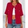imageBTFBM Short Sleeve Cardigans for Women Button Up Sweaters Y2k Spring Summer 2025 Crew Neck Business Casual Work ClothesRed