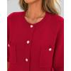 imageBTFBM Short Sleeve Cardigans for Women Button Up Sweaters Y2k Spring Summer 2025 Crew Neck Business Casual Work ClothesRed