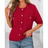 imageBTFBM Short Sleeve Cardigans for Women Button Up Sweaters Y2k Spring Summer 2025 Crew Neck Business Casual Work ClothesRed