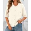 imageBTFBM Short Sleeve Cardigans for Women Button Up Sweaters Y2k Spring Summer 2025 Crew Neck Business Casual Work ClothesWhite