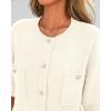 imageBTFBM Short Sleeve Cardigans for Women Button Up Sweaters Y2k Spring Summer 2025 Crew Neck Business Casual Work ClothesWhite
