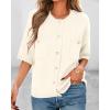 imageBTFBM Short Sleeve Cardigans for Women Button Up Sweaters Y2k Spring Summer 2025 Crew Neck Business Casual Work ClothesWhite