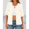 imageBTFBM Short Sleeve Cardigans for Women Button Up Sweaters Y2k Spring Summer 2025 Crew Neck Business Casual Work ClothesWhite