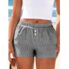 imageBTFBM Striped Boxer Shorts for Women 2025 Summer Elastic Waist Y2k Vacation Beach Bottoms Lounge Sleep Pj Pajama ShortsBlack White