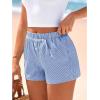 imageBTFBM Striped Boxer Shorts for Women 2025 Summer Elastic Waist Y2k Vacation Beach Bottoms Lounge Sleep Pj Pajama ShortsBlue White