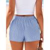 imageBTFBM Striped Boxer Shorts for Women 2025 Summer Elastic Waist Y2k Vacation Beach Bottoms Lounge Sleep Pj Pajama ShortsBlue White