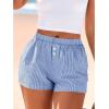 imageBTFBM Striped Boxer Shorts for Women 2025 Summer Elastic Waist Y2k Vacation Beach Bottoms Lounge Sleep Pj Pajama ShortsBlue White