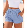 imageBTFBM Striped Boxer Shorts for Women 2025 Summer Elastic Waist Y2k Vacation Beach Bottoms Lounge Sleep Pj Pajama ShortsBlue White