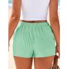 imageBTFBM Striped Boxer Shorts for Women 2025 Summer Elastic Waist Y2k Vacation Beach Bottoms Lounge Sleep Pj Pajama ShortsGreen White