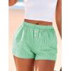 imageBTFBM Striped Boxer Shorts for Women 2025 Summer Elastic Waist Y2k Vacation Beach Bottoms Lounge Sleep Pj Pajama ShortsGreen White