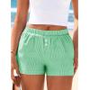imageBTFBM Striped Boxer Shorts for Women 2025 Summer Elastic Waist Y2k Vacation Beach Bottoms Lounge Sleep Pj Pajama ShortsGreen White