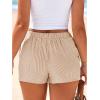 imageBTFBM Striped Boxer Shorts for Women 2025 Summer Elastic Waist Y2k Vacation Beach Bottoms Lounge Sleep Pj Pajama ShortsKhaki White