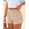 imageBTFBM Striped Boxer Shorts for Women 2025 Summer Elastic Waist Y2k Vacation Beach Bottoms Lounge Sleep Pj Pajama ShortsKhaki White