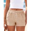 imageBTFBM Striped Boxer Shorts for Women 2025 Summer Elastic Waist Y2k Vacation Beach Bottoms Lounge Sleep Pj Pajama ShortsKhaki White