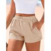 imageBTFBM Striped Boxer Shorts for Women 2025 Summer Elastic Waist Y2k Vacation Beach Bottoms Lounge Sleep Pj Pajama ShortsKhaki White