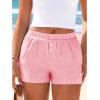 imageBTFBM Striped Boxer Shorts for Women 2025 Summer Elastic Waist Y2k Vacation Beach Bottoms Lounge Sleep Pj Pajama ShortsPink White
