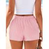 imageBTFBM Striped Boxer Shorts for Women 2025 Summer Elastic Waist Y2k Vacation Beach Bottoms Lounge Sleep Pj Pajama ShortsPink White