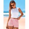 imageBTFBM Striped Boxer Shorts for Women 2025 Summer Elastic Waist Y2k Vacation Beach Bottoms Lounge Sleep Pj Pajama ShortsPink White