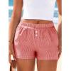 imageBTFBM Striped Boxer Shorts for Women 2025 Summer Elastic Waist Y2k Vacation Beach Bottoms Lounge Sleep Pj Pajama ShortsRed White