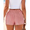 imageBTFBM Striped Boxer Shorts for Women 2025 Summer Elastic Waist Y2k Vacation Beach Bottoms Lounge Sleep Pj Pajama ShortsRed White