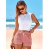 imageBTFBM Striped Boxer Shorts for Women 2025 Summer Elastic Waist Y2k Vacation Beach Bottoms Lounge Sleep Pj Pajama ShortsRed White