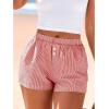 imageBTFBM Striped Boxer Shorts for Women 2025 Summer Elastic Waist Y2k Vacation Beach Bottoms Lounge Sleep Pj Pajama ShortsRed White