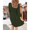 imageBTFBM Women 2025 Casual Button Down Summer Fall Dresses Long Sleeve Crew Neck Solid High Waist Short Tunic Mini DressLong Buttons Army Green