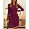 imageBTFBM Women 2025 Casual Button Down Summer Fall Dresses Long Sleeve Crew Neck Solid High Waist Short Tunic Mini DressLong Sleeve Purple Red