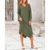 imageBTFBM Women Fall Sweater Dress Casual V Neck Long Sleeve Slit Knit Oversized Maternity Sweaters Maxi Dresses 2025 WinterSolid Army Green